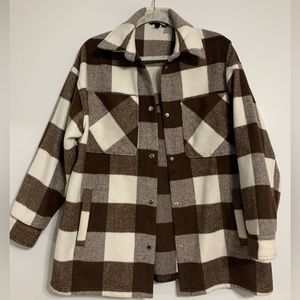 H&M oversized brown plaid shacket